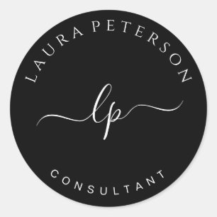 Pegatina Redonda Elegante y simple caligrafía manuscrita