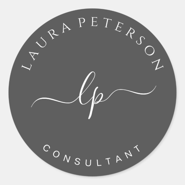 Pegatina Redonda Elegante y simple caligrafía manuscrita (Anverso)