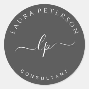 Pegatina Redonda Elegante y simple caligrafía manuscrita