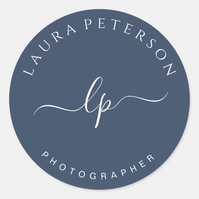 Pegatina Redonda Elegante y simple caligrafía manuscrita (Anverso)