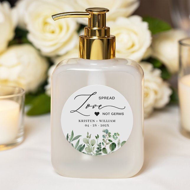 Pegatina Redonda Elegante y simple Eucalyptus Sanitizer Wedding Fav (Subido por el creador)