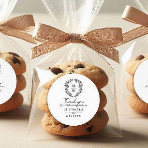 Pegatina Redonda Elegante y simple favor botánico de la boda de la 