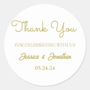 Pegatina Redonda Elegante y simple Gracias Favor De Boda