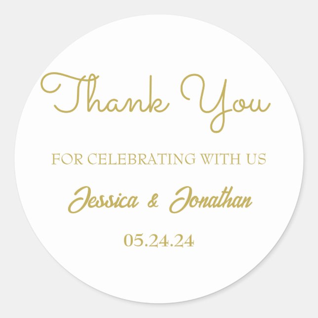 Pegatina Redonda Elegante y simple Gracias Favor De Boda (Anverso)