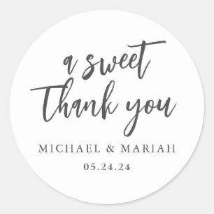 Pegatina Redonda Elegante y simple Gracias Favor De Boda