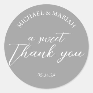 Pegatina Redonda Elegante y simple Gracias Favor De Boda