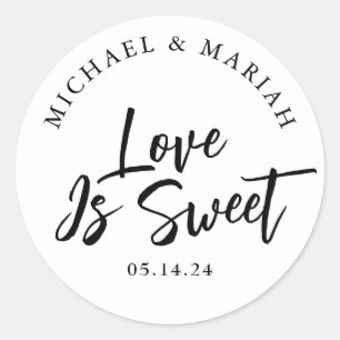 Pegatina Redonda Elegante y simple Gracias Favor De Boda