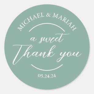 Pegatina Redonda Elegante y simple Gracias Favor De Boda
