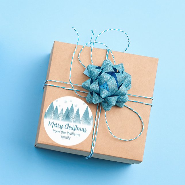 Pegatina Redonda Elegantes árboles de invierno Personalizado Blue M (Subido por el creador)