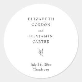 Pegatina Redonda Elegantes Bodas Minimalistas Gracias