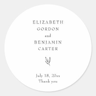 Pegatina Redonda Elegantes Bodas Minimalistas Gracias