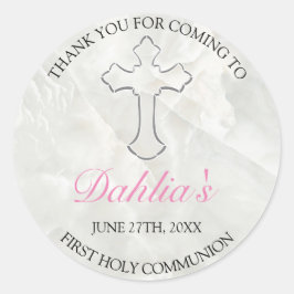 Pegatina Redonda Elegantes Chicas de Mármol Primer Agradecimiento d