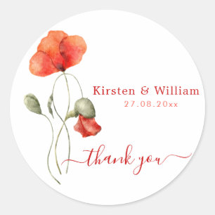 Pegatina Redonda Elegantes Copas acuáticas - Boda Gracias