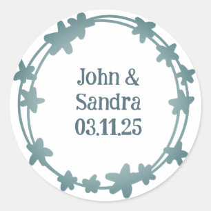 Pegatina Redonda Elegantes Estrellas en Blogueo Botánicos de Wreath