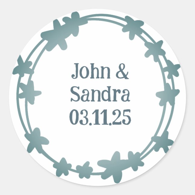 Pegatina Redonda Elegantes Estrellas en Blogueo Botánicos de Wreath (Anverso)