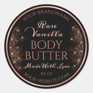 Pegatina Redonda Elegantes etiquetas de embalaje de productos negro