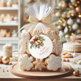 Pegatina Redonda Elegantes etiquetas de Navidad redondas |Rojo, Ver