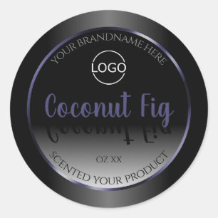 Pegatina Redonda Elegantes etiquetas de producto blanco negro con e