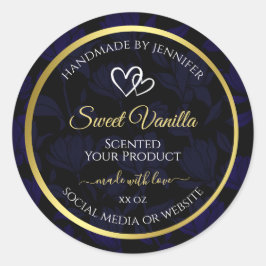 Pegatina Redonda Elegantes etiquetas de productos con flores azules