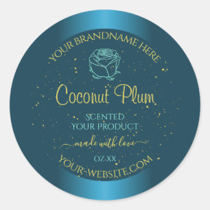 Pegatina Redonda Elegantes etiquetas de productos Verde azulados Pu