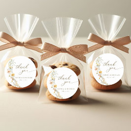 Pegatina Redonda Elegantes Flores Silvestres Amarillas Gracias A Us