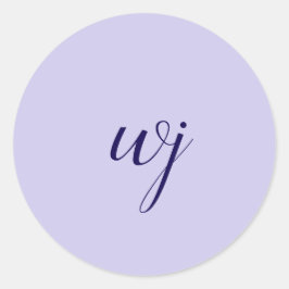 Pegatina Redonda Elegantes iniciales de letras personalizados azule