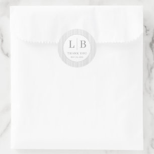 Pegatina Redonda Elegantes Iniciales Minimalistas Grises