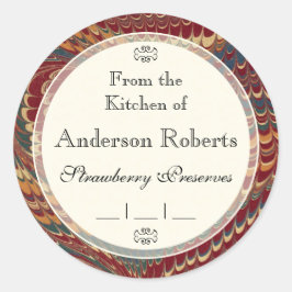 Pegatina Redonda Elegantes láminas de araña de mármol de Caballero