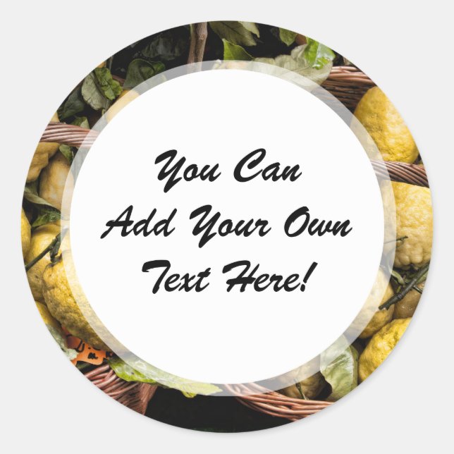 Pegatina Redonda Elegantes lemas italianos en una canasta (Anverso)