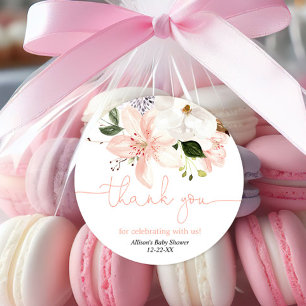 Pegatina Redonda Elegantes lirios florales ruidosos gracias