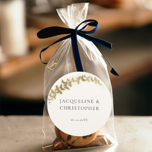 Pegatina Redonda Elegantes mariposas de oro de Boho Boda romántico