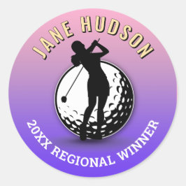 Pegatina Redonda Elegantes mujeres Monograma de golf