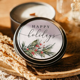 Pegatina Redonda Elegantes Navidades de acuarela Ronda de etiquetas