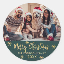 Elegantes Navidades de fotografía verde y dorada c