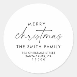 Pegatina Redonda Elegantes Navidades de script devuelven el sobre d