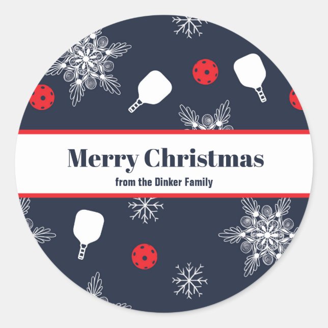 Pegatina Redonda Elegantes Navidades de voleibol 💙 azul marino (Anverso)