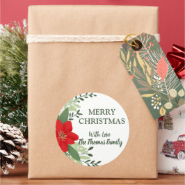 Pegatina Redonda Elegantes Navidades Nombre Botánico Personalizado