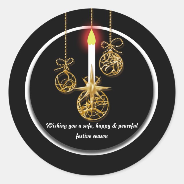 Pegatina Redonda Elegantes Navidades saludando (Anverso)