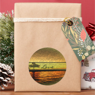 Pegatina Redonda Elegantes pegatinas de bodas de amor