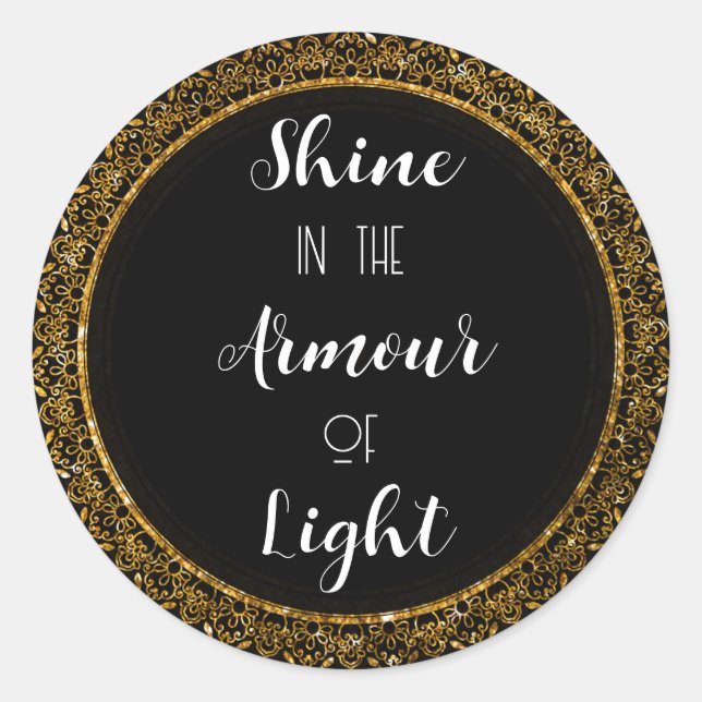 Pegatina Redonda Elegantes Pegatinas de Motivación Negra y Oro (Anverso)