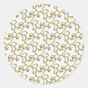 Pegatina Redonda Elegantes Pegatinas de Swirl Gold