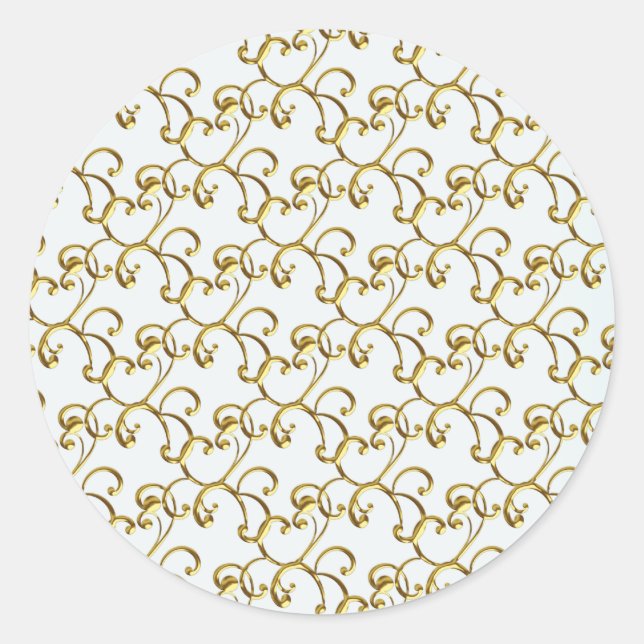 Pegatina Redonda Elegantes Pegatinas de Swirl Gold (Anverso)