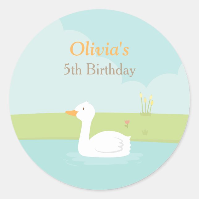 Pegatina Redonda Elegantes Pegatinas decorativos del estanque de pr (Anverso)