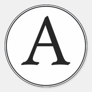 Pegatina Redonda Elegantes Pegatinas en Monograma Blanco y Negro