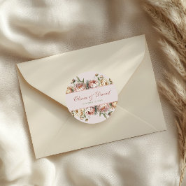 Pegatina Redonda Elegantes personajes Rosas de Rubor