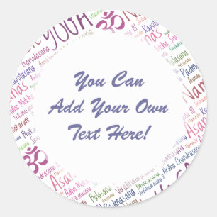 Pegatina Redonda Elegantes posiciones de yoga púrpura en el patrón