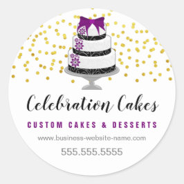 Pegatina Redonda Elegantes rociadores de oro y sétimo redondo clási