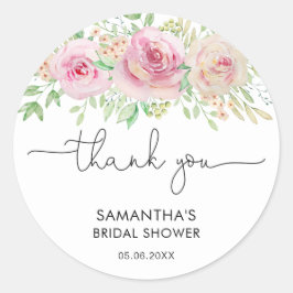 Pegatina Redonda Elegantes Rosas Agradecimiento de Despedida de Sol