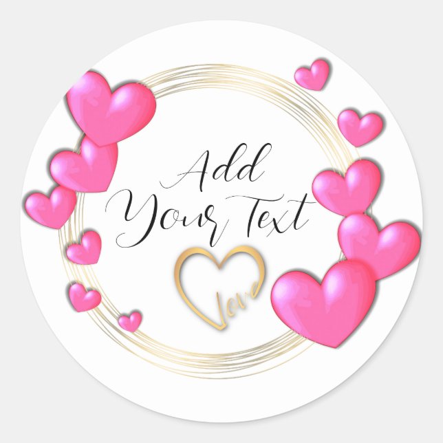 Pegatina Redonda Elegantes San Valentín, amor, aniversario Corazón  (Anverso)