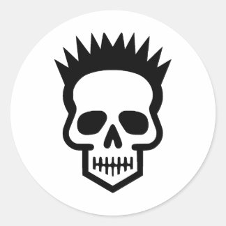 Pegatina Redonda Elegantes Skulls Art en estilo Minimalista